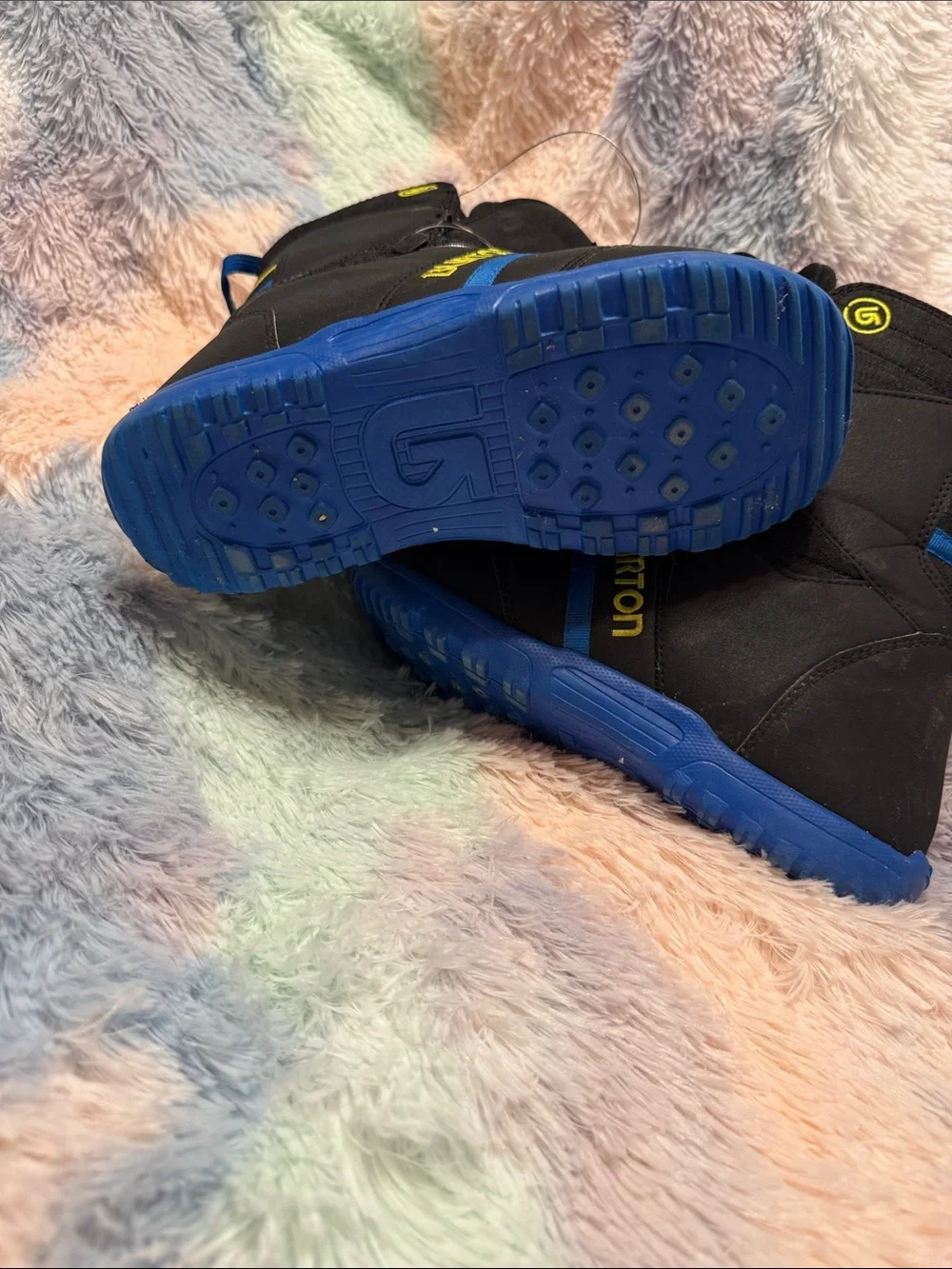 Burton Kids Black and Blue Snow Boots with Yellow Logo